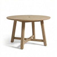 Shiro 4 Seater Round Wooden Garden Dining Set with Saffron Paprika/Beige Dining Chairs