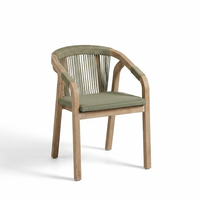 Shiro 6 Seater Wooden Garden Dining Set with 2 Shiro Benches & 2 Shiro Chairs - Green Rope