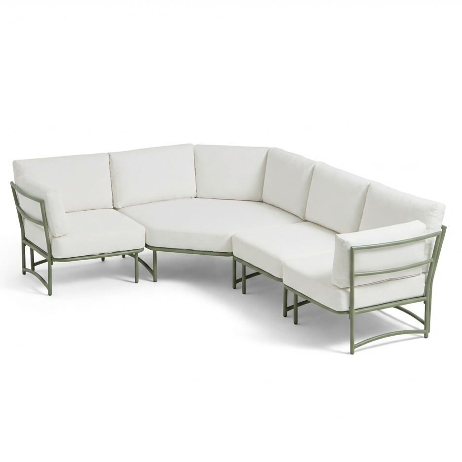 Wilder 6 Seater Garden Corner Sofa Set with Wilder Coffee Table - Olive Green