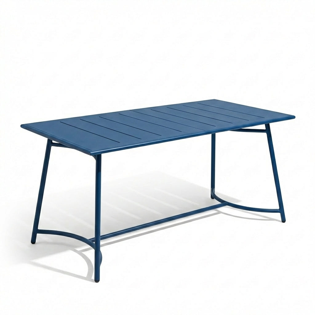 Wilder 6 Seater Blue Garden Dining Set with Ryder Burnt Orange Chairs
