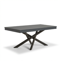 Amelia 6 Seater Dove Grey Concrete Garden Dining Set with Ryder Black Chairs