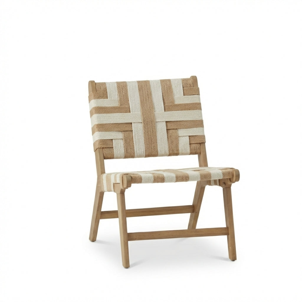 Saffron White Acacia Occasional Chair - Beige/Natural Rope
