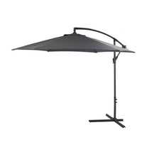 Lean Over 2.9M Round Parasol - Grey with 80kg Quartered Parasol Base - Black Plastic