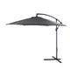 Lean Over 2.9M Round Parasol - Grey with 80kg Quartered Parasol Base - Black Plastic