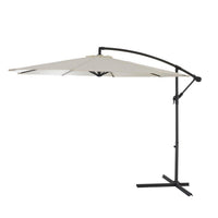 Lean Over 2.9M Round Parasol - Cream with 80kg Quartered Parasol Base - Black Plastic