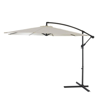 compare product Lean Over 2.9M Round Parasol - Cream with 80kg Quartered Parasol Base - Black Plastic