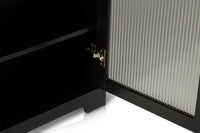 Outlet - Lua 2 Door Large Sideboard - Noir Black with Fluted Glass