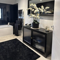 Outlet - Lua 2 Door Large Sideboard - Noir Black with Fluted Glass