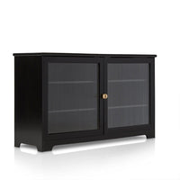 Outlet - Lua 2 Door Large Sideboard - Noir Black with Fluted Glass