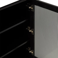 Outlet - Lua 2 Door Large Sideboard - Noir Black with Fluted Glass