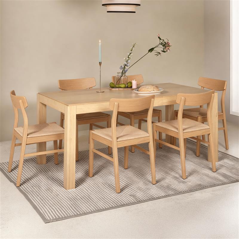 Magnus 160cm Pale Oak Extending Dining Table Set - 6 Seater - Faye Pale Oak Dining Chairs