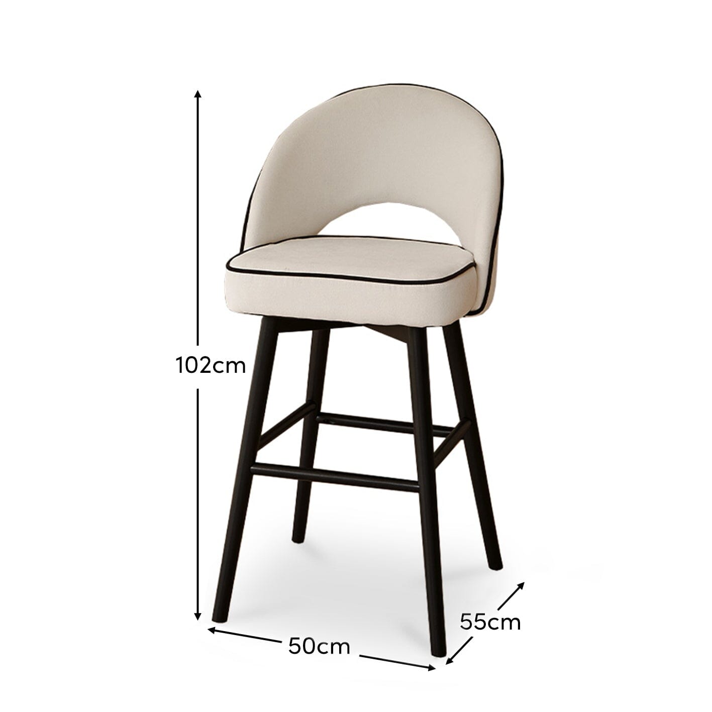 Outlet - Marilyn Ivory Bar Stool - Black Oak Legs