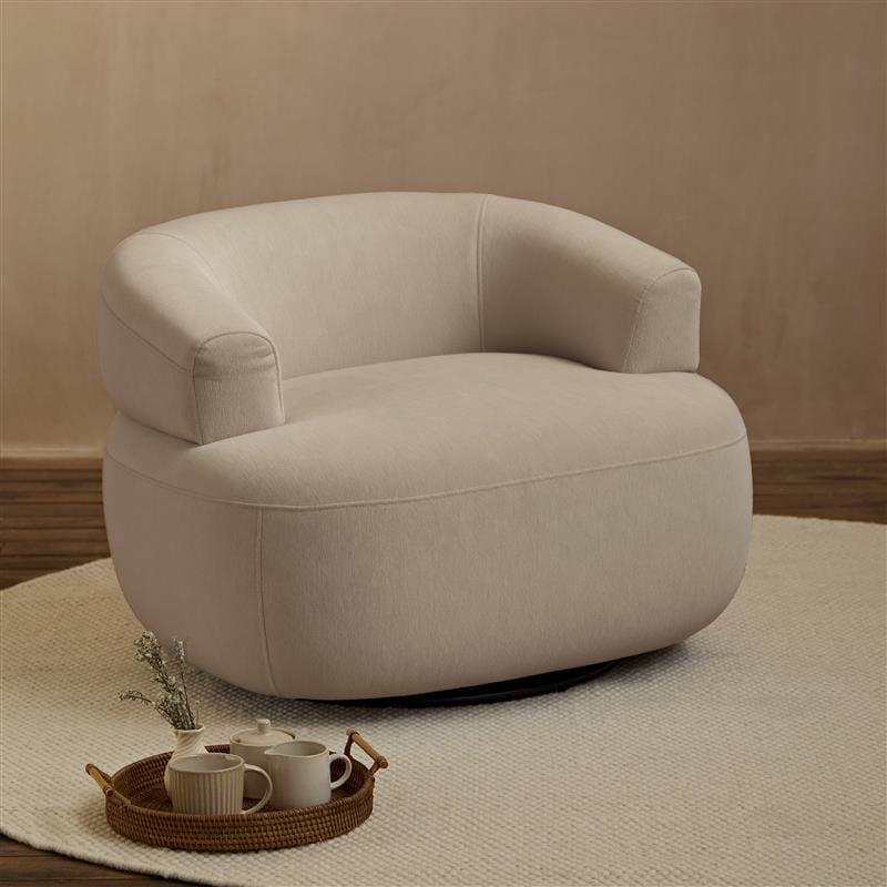 Nathalia Soft Beige Swivel Armchair