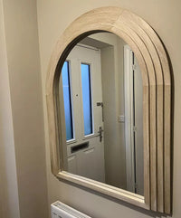 Outlet - Kubu 90 x 77cm Wooden Arch Mirror - Whitewash