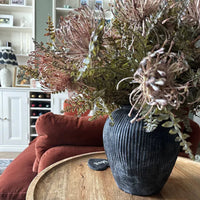 Outlet - Anze 20cm Terracotta Vase - Rustic Black
