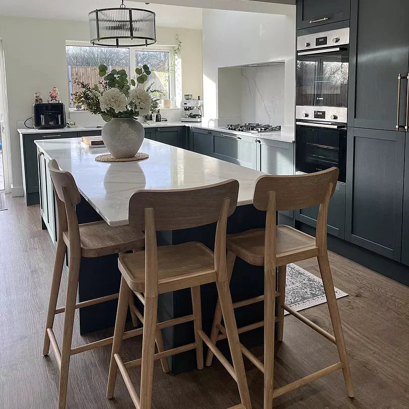 Silvester Whitewash Bar Stool with Backrest