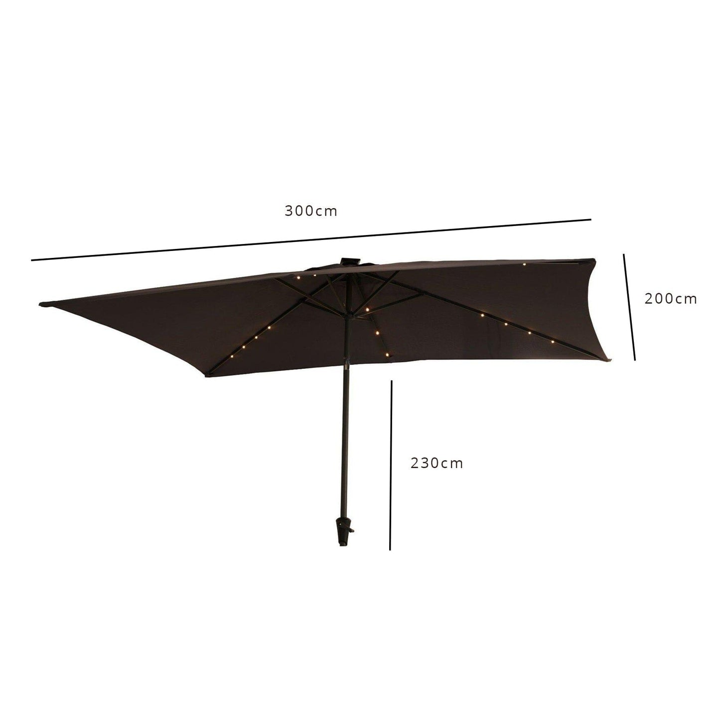 Grey LED Premium Parasol 2m by 3m
