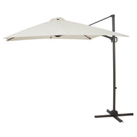 Premium LED Cantilever Parasol 2.4m Square - Cream with 80kg Quartered Parasol Base - Black Plastic