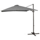 Premium LED Cantilever Parasol 2.4m Square - Grey with 80kg Quartered Parasol Base - Black Plastic