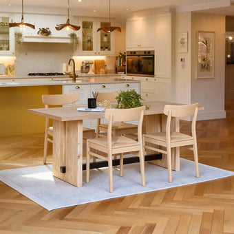 compare product Priya Whitewash Dining Table Set - 4 Seater -  Faye Whitewash Oak Dining Chairs