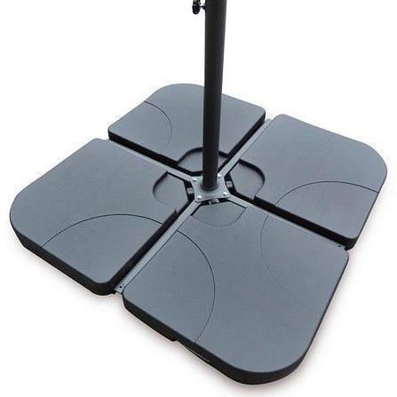 Lean Over 2.9M Round Parasol - Grey with 80kg Quartered Parasol Base - Black Plastic