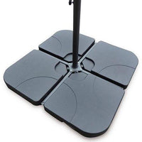 Premium LED Cantilever Parasol 2.4m Square - Cream with 80kg Quartered Parasol Base - Black Plastic