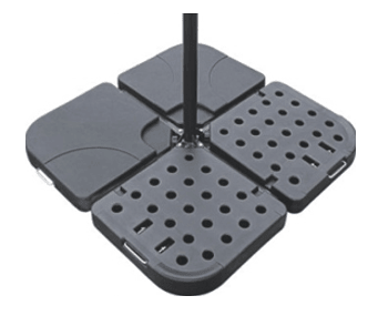 Premium LED Cantilever Parasol 2.4m Square - Grey with 80kg Quartered Parasol Base - Black Plastic