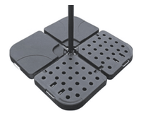 Premium LED Cantilever Parasol 2.4m Square - Grey with 80kg Quartered Parasol Base - Black Plastic